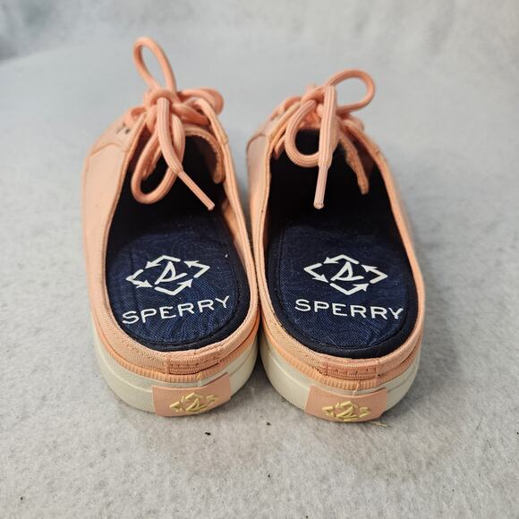 SPERRY Sz 6 Neon Orange Slip On Sneaker Nautical Preppy - Picture 3 of 5